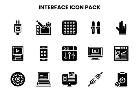 Interface Glyph Icons Pack Illustrazione stock