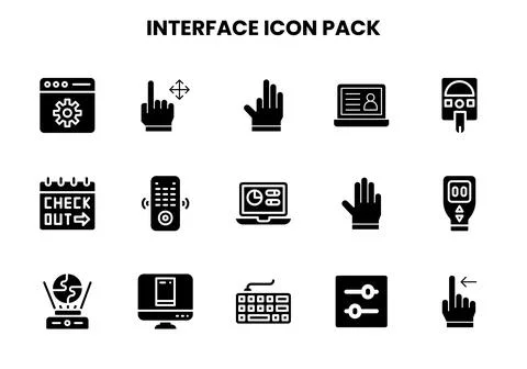 Interface Glyph Icons Pack Stock Illustration