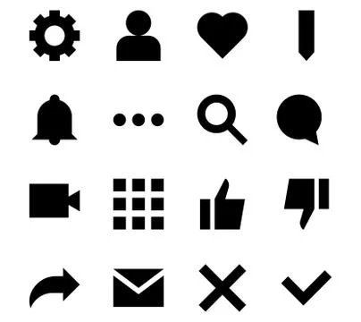 Interface glyph icons for web and mobile app Stock Illustration