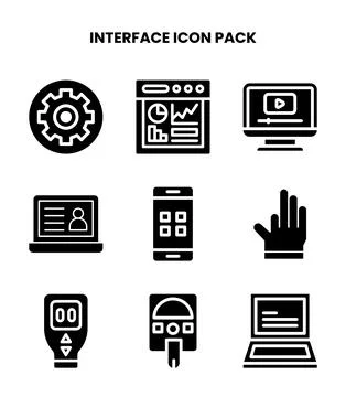 Interface Glyph Set Icons Pack Stock Illustration