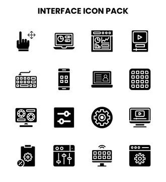 Interface Glyph SVG Icons Pack Stock Illustration