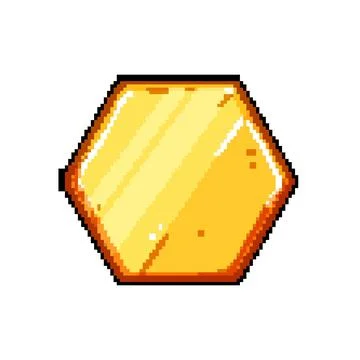 Interface gold game button pixel art vector illustration Stock Illustration