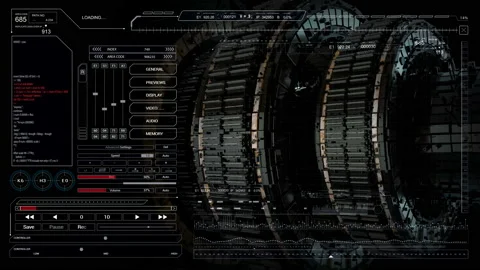 Interface HUD with 3D element. Vídeos de archivo 105002754