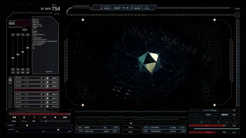 Interface HUD with 3D elements. Stock Footage 103607026