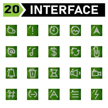 Interface icon set include cloud, weather, interface, caution, warning, atten Stock Illustration