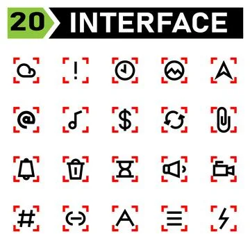 Interface icon set include cloud, weather, interface, caution, warning, atten Stock Illustration