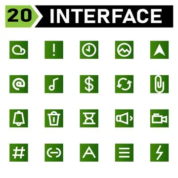 Interface icon set include cloud, weather, interface, caution, warning, atten 库存插图