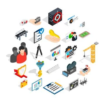 Interface icons set, isometric style Stock Illustration