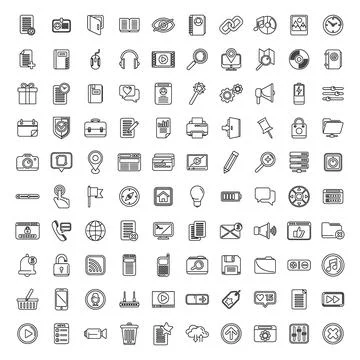 Interface icons set outline vector. Comment browser Illustrazione stock