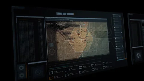 Interface Of Innovative Spy Surveillance Tech Searching For Terrorists In Desert Stock Footage 252486738