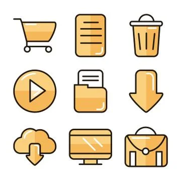 Interface internet web technology digital icons set Illustrazione stock