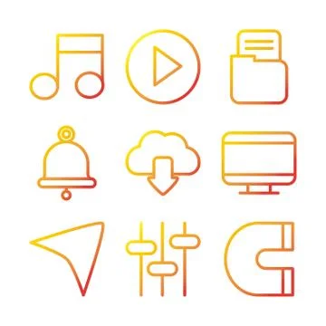 Interface internet web technology digital icons set 스톡 일러스트