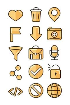 Interface internet web technology digital icons set Illustrazione stock
