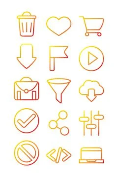 Interface internet web technology digital icons set 스톡 일러스트