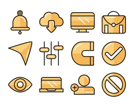 Interface internet web technology digital icons set Illustrazione stock