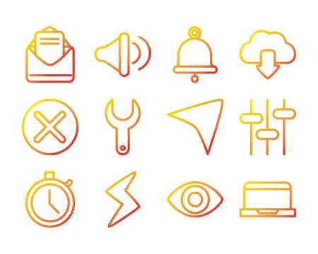 Interface internet web technology digital icons set Illustrazione stock