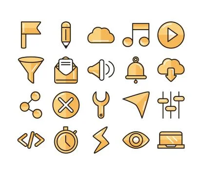 Interface internet web technology digital icons set Stock Illustration