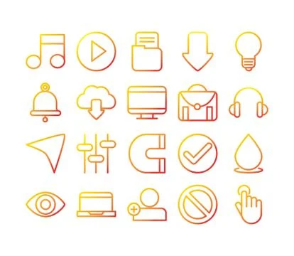 Interface internet web technology digital icons set Illustrazione stock