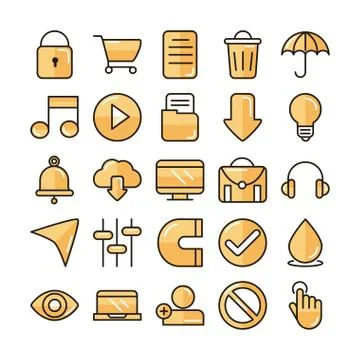 Interface internet web technology digital icons set Illustrazione stock