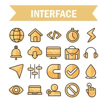 Interface internet web technology digital icons set Illustrazione stock