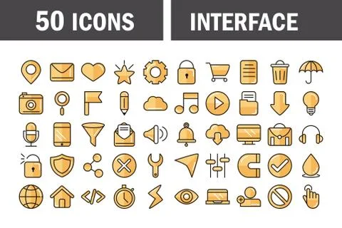 Interface internet web technology digital icons set Stockillustratie