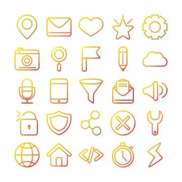 Interface internet web technology digital icons set Illustrazione stock