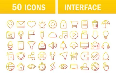 Interface internet web technology digital icons set Stock Illustration