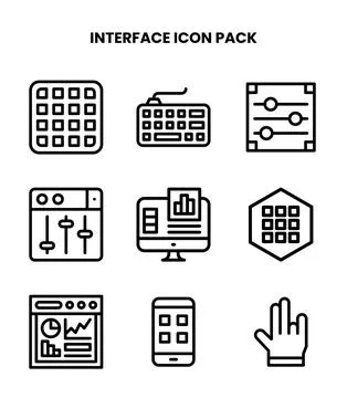 Interface Line Collection Icons Pack Stock Illustration
