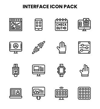 Interface Line Icons Pack Stock Illustration