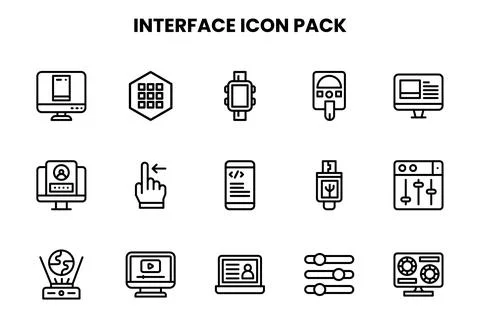 Interface Line Icons Pack Stock Illustration