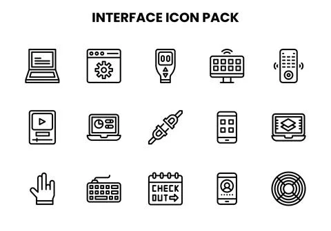 Interface Line Scalable Icons Pack Stock Illustration
