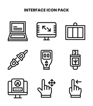 Interface Line Set Icons Pack Stock Illustration