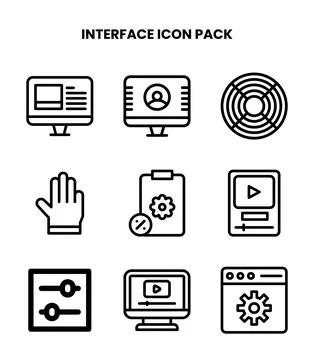 Interface Line UI Icons Pack Stock Illustration