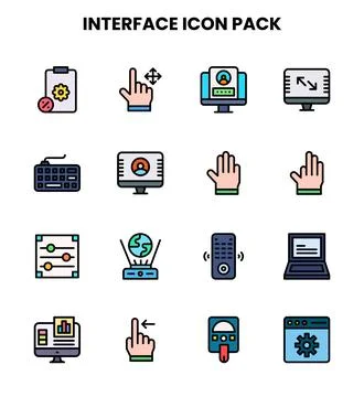 Interface Lineal Color Bundle Icons Pack Stock Illustration