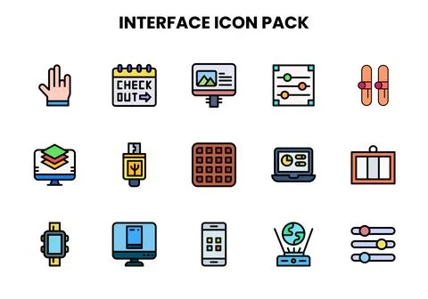 Interface Lineal Color Set Icons Pack Stock Illustration