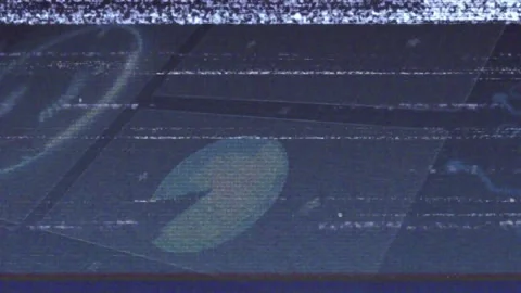 On interface load glitch lines drifting across UI revealing circular icon behind Stock Footage 327524846