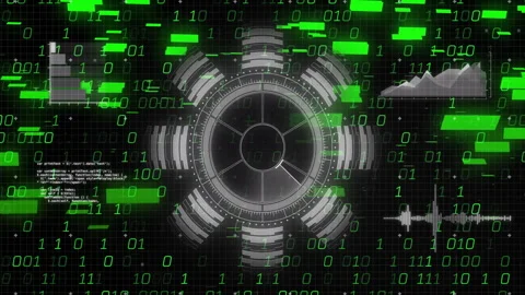 Interface loading initiating metallic circular mechanism rotating as data Stock Footage 311506466