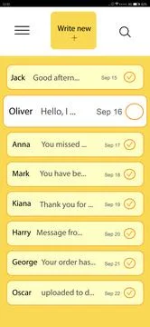 Interface of mailbox, illustration. User's account with emails Ilustración de archivo