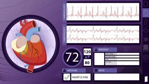 Interface of medical application cardiological diagnostic, illustration 스톡 일러스트