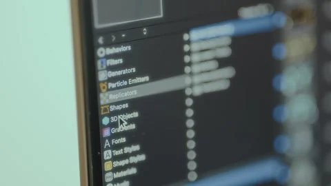 Interface menu with a list of effects and objects that can be added to a project Stock Footage 326913092
