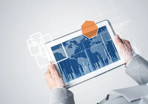 Interface of mobile application with charts and financial data 库存照片