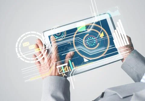 Interface of mobile application with charts and financial data 库存照片