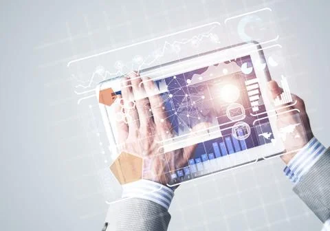 Interface of mobile application with charts and financial data Stock Photos