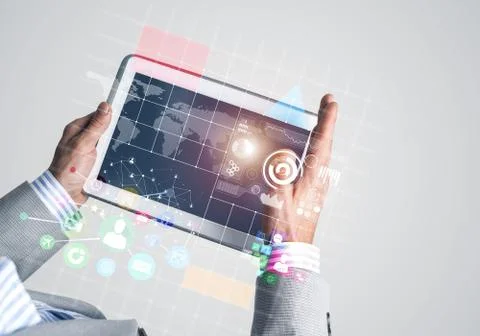 Interface of mobile application with charts and financial data 库存照片