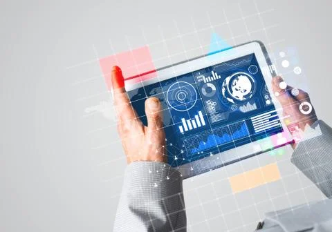Interface of mobile application with charts and financial data 库存照片