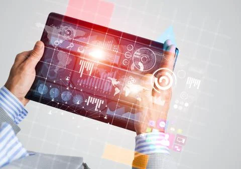 Interface of mobile application with charts and financial data 库存照片