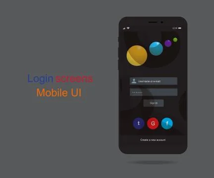 The interface of the mobile phone. Application with a login and password entry. Stock Illustration