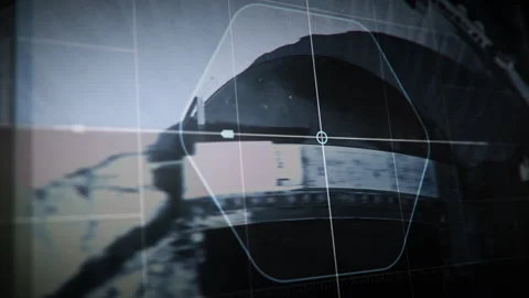 Interface of a network scanner has detected huge water dam at target coordinates Stock Footage 248535885