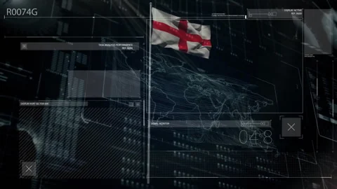 Interface opening then flag waving while monitor updating signal stats for Video stock 309894151