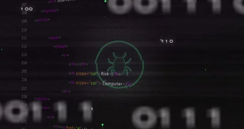 Interface opening, visualizing security threats, animating code and neon Stock Footage 312348954